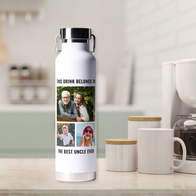 Best Uncle Ever 3 Photo Water Bottle (Creator Uploaded)