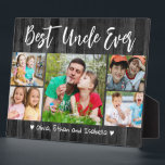 Best Uncle Ever 5 Photo Collage Rustic Black Wood Plaque<br><div class="desc">Create your own photo collage plaque with 12 of your favourite pictures on a wood texture background .Personalise with family photos . Makes a treasured keepsake gift for the favourite uncle for birthday,  holidays and father's day.</div>