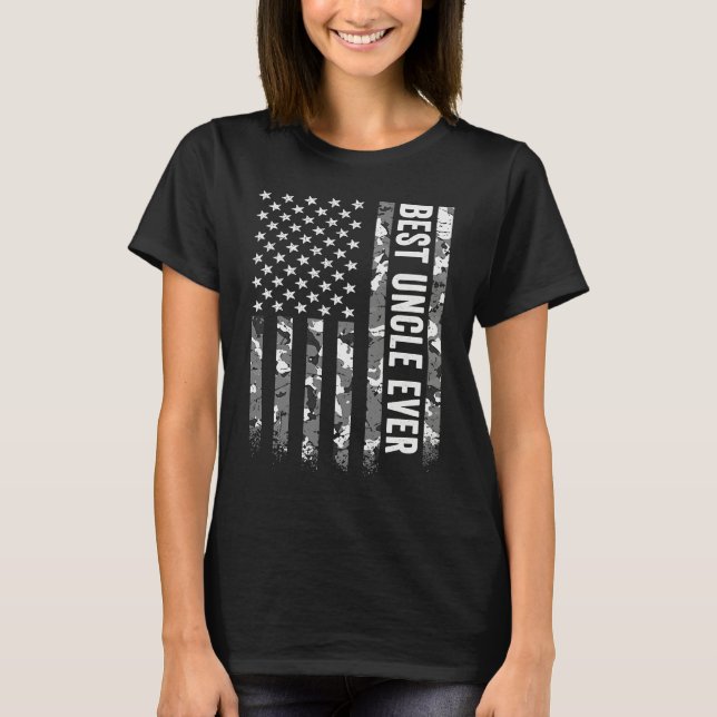 Best Uncle Ever American Flag Camo Veteran Patriot T-Shirt (Front)