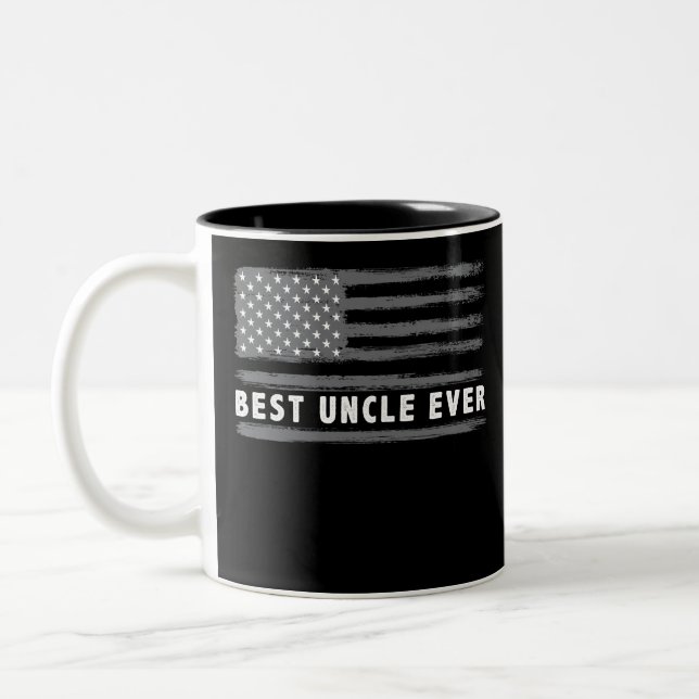 Best Uncle Ever American Flag Two-Tone Coffee Mug (Left)