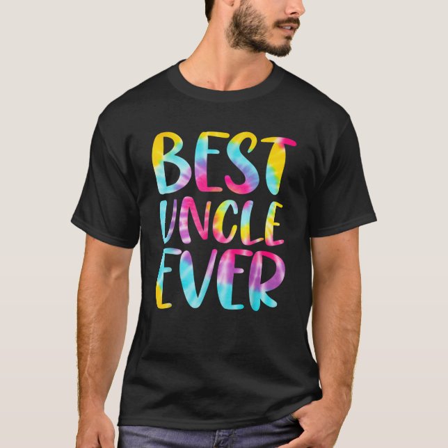 Best Uncle Ever Colourful Tie Dye Matching Family T-Shirt (Front)