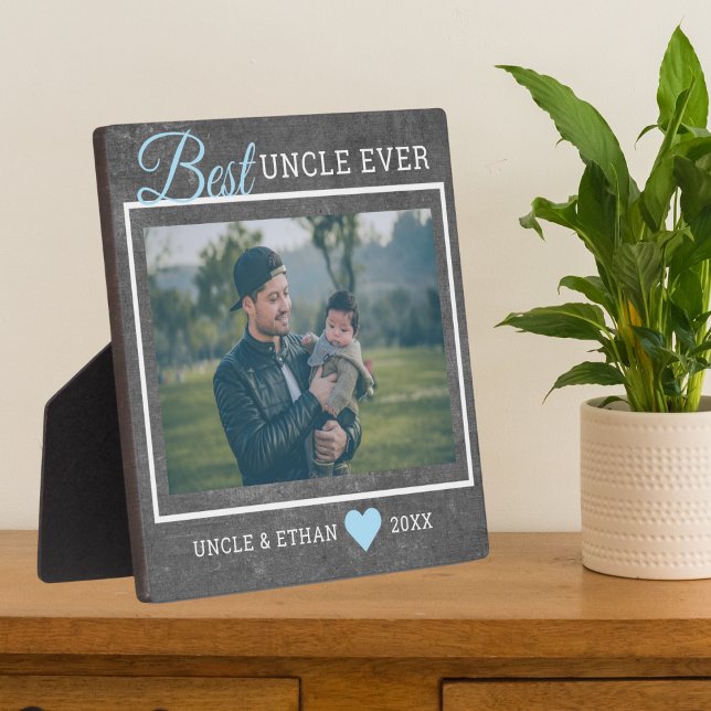 Best Uncle Ever Custom Photo Rustic Chalkboard Plaque (Creator Uploaded)