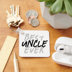 Best Uncle Ever Modern Black and Grey Grunge Key Ring