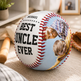 BEST UNCLE EVER Modern Cool Name Message Photo Baseball