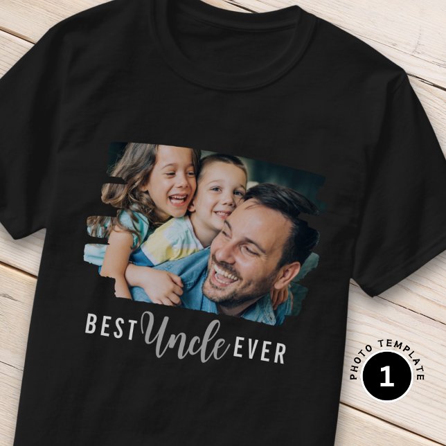Best Uncle Ever Niece Nephew Custom Photo Text    T-Shirt (Creator Uploaded)