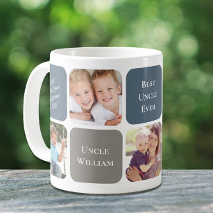 Best Uncle Ever Personalised Photos Blue Grey Coffee Mug