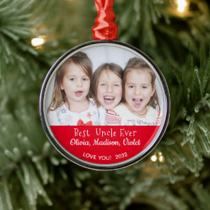 Best Uncle Ever Personalized Photo Christmas Metal Tree Decoration