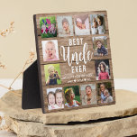 Best Uncle Ever Rustic Wood  12 Photo Collage  Plaque<br><div class="desc">Create your own photo collage  plaque  with 12 of your favourite pictures on a wood texture background .Personalise with family photos . Makes a treasured keepsake gift for the favourite uncle for birthday,  holidays and father's day.</div>