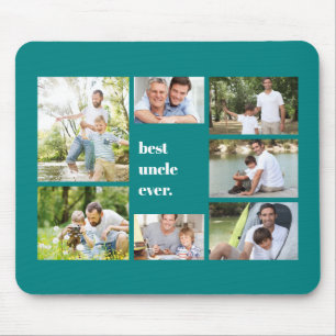 Best Uncle Ever Teal Photo Collage Mouse Mat