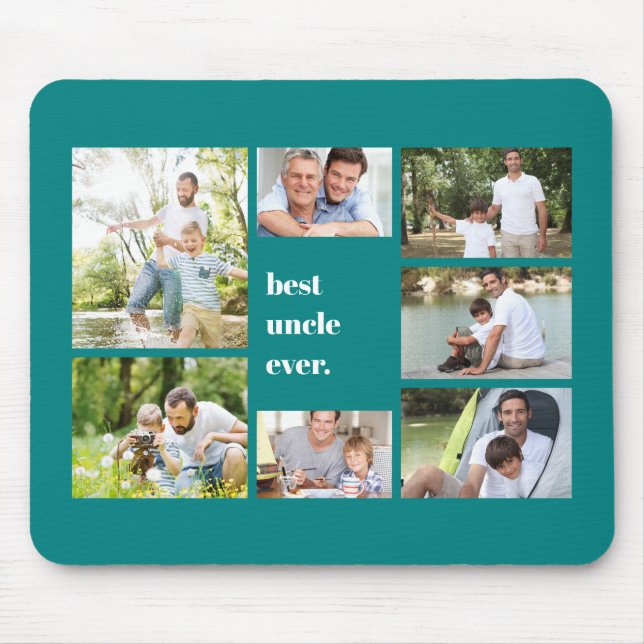 Best Uncle Ever Teal Photo Collage Mouse Mat (Front)