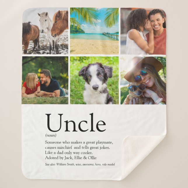 Best Uncle, Funcle Definition 6 Photo Collage Sherpa Blanket (Front)