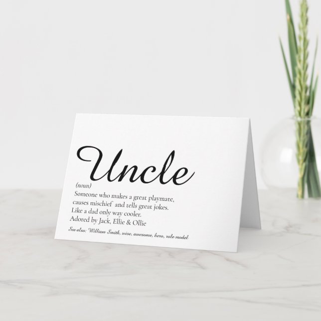 Best Uncle Funcle Ever Definition Script Card (Front)