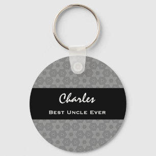 Best UNCLE Grey Stars Pattern Black Ribbon Name A5 Key Ring