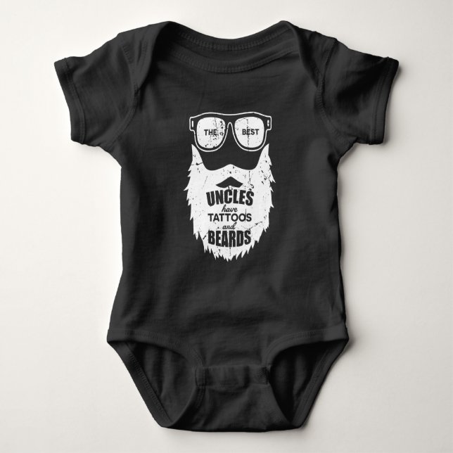 Best Uncles Beards Tattoos Husband Baby Bodysuit (Front)