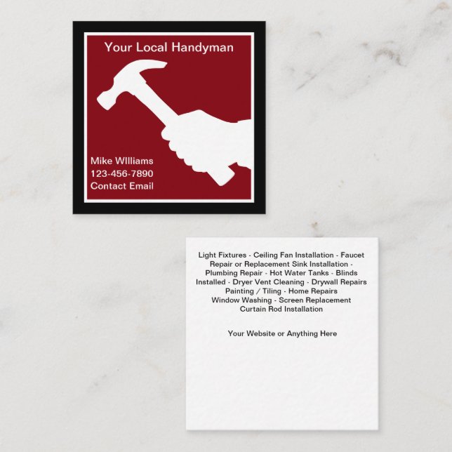 Best Unique Handyman Business Cards Design (Front/Back)