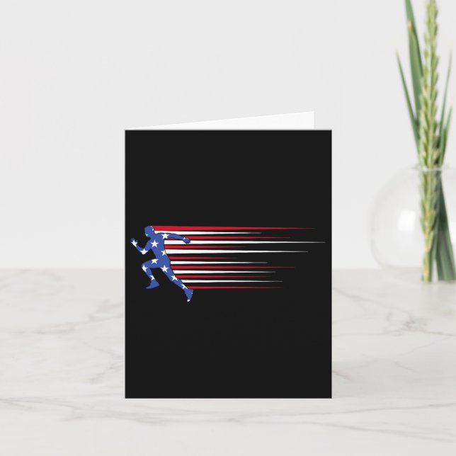 Best Usa American Flag Track And Field Gift Team M Card (Front)