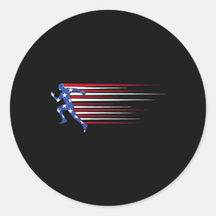 Best Usa American Flag Track And Field Gift Team M Classic Round Sticker
