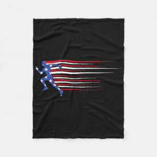 Best Usa American Flag Track And Field Gift Team M Fleece Blanket