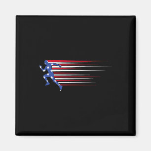 Best Usa American Flag Track And Field Gift Team M Magnet