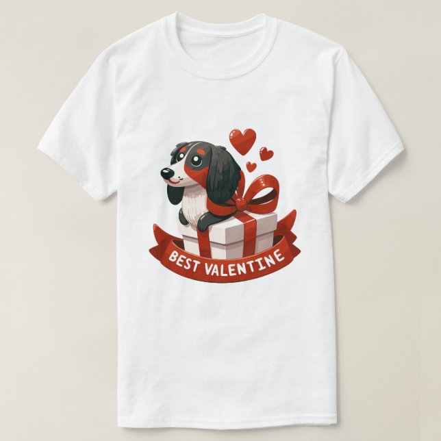 Best Valentine Dachshund - Wrapped In Love T-Shirt (Design Front)