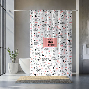 Best Valentine’s Gift Heart Sketch Love Shower Shower Curtain