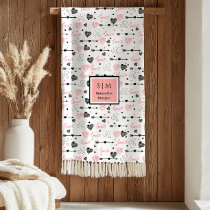 Best Valentine’s Gift Personalized Heart Sketch  Fleece Blanket