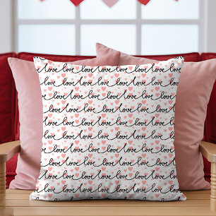 Best Valentine’s Gift Pink Black Hearts Love Text Cushion