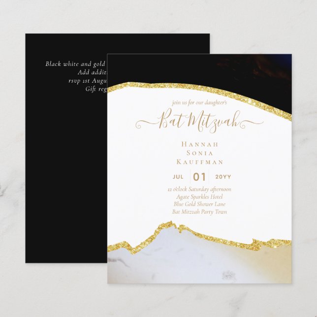 Best Value Agate Glitter BAT MITZVAH Invitations (Front/Back)