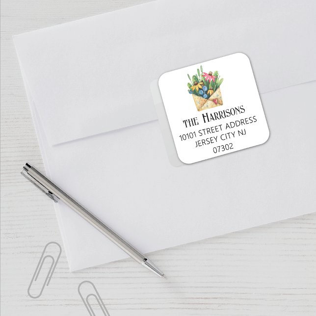 Best Value, Cute Coneflowers Return Address Square Sticker (Creator Uploaded)