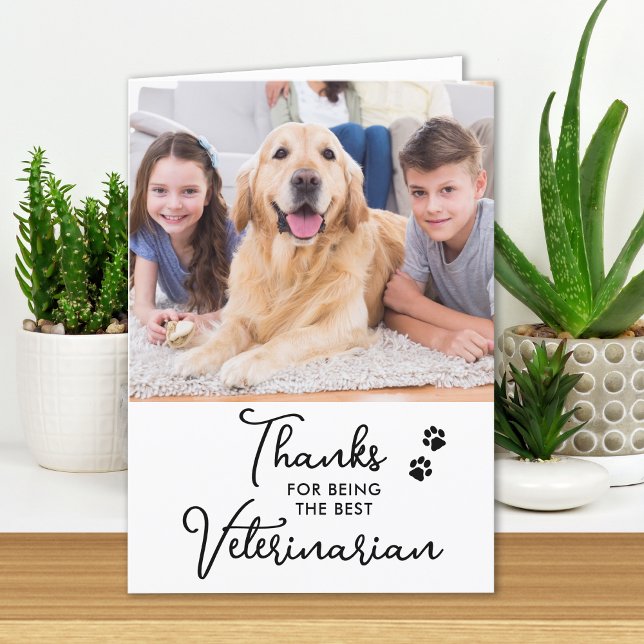 Best Veterinarian Custom Dog Pet Photo Veterinary Thank You Card (Creator Uploaded)