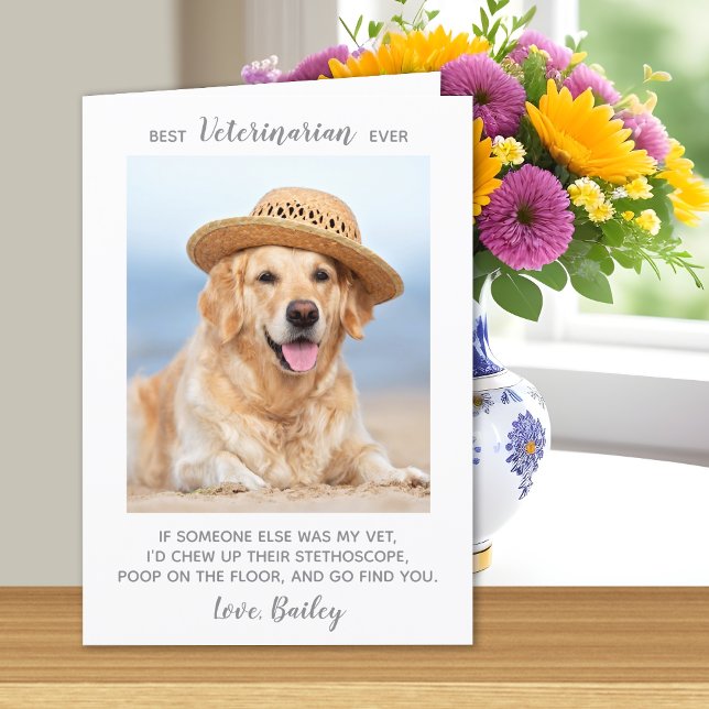Best Veterinarian Ever Personalized Pet Photo Thank You Card (Creator Uploaded)