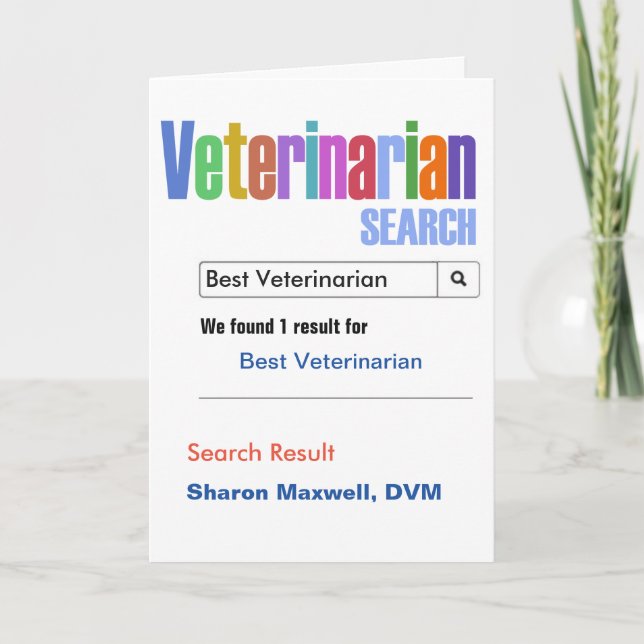 Best Veterinarian Search Thank You Card (Front)