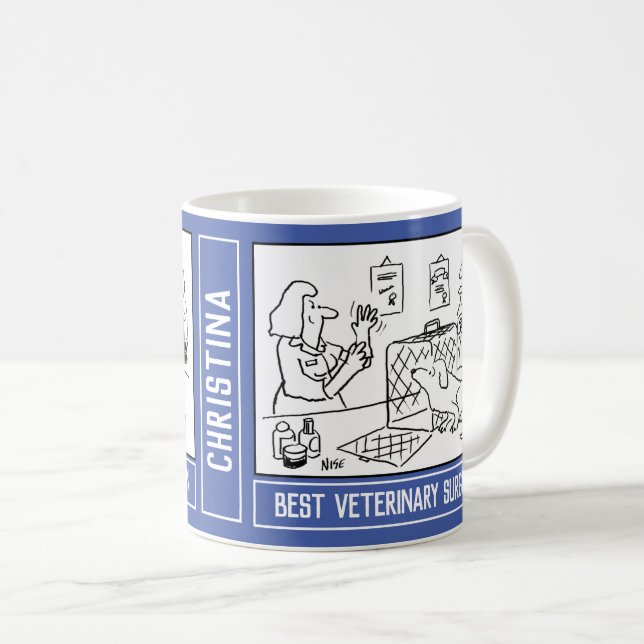 Best Veterinary Surgeon Cartoon with Name Choice. Coffee Mug (Front Right)