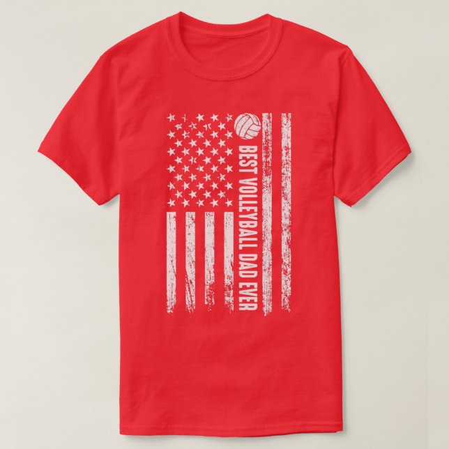 best volleyball dad ever american flag T-Shirt (Design Front)