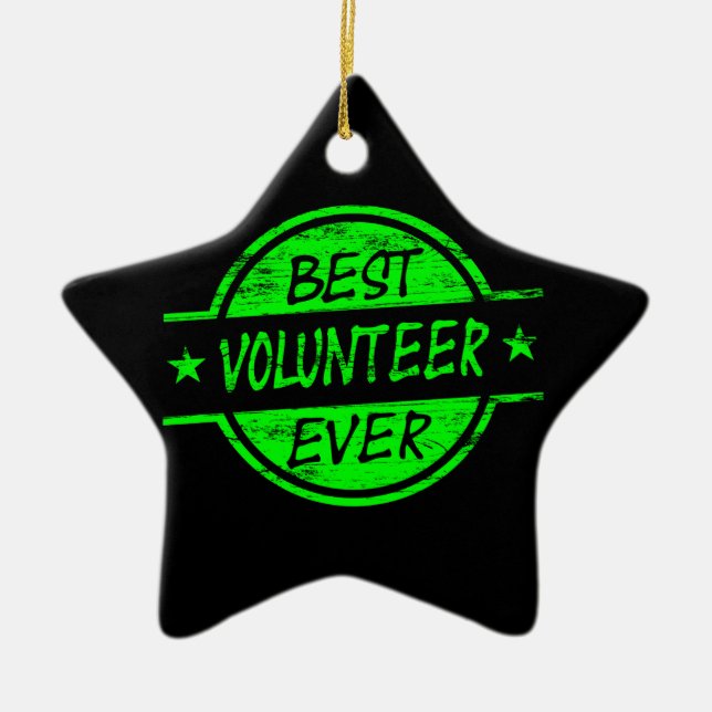 Best Volunteer Ever Green Ceramic Tree Decoration (Front)