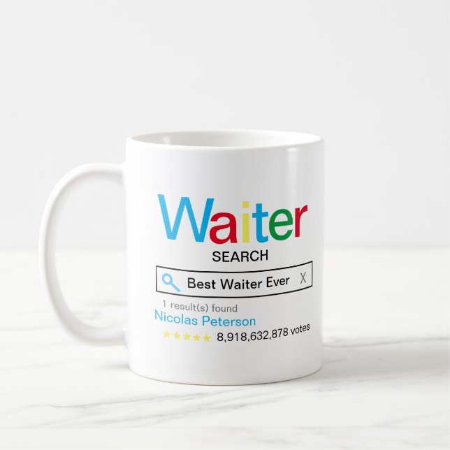 Best Waiter Ever Search engine Result With name Coffee Mug (Left)