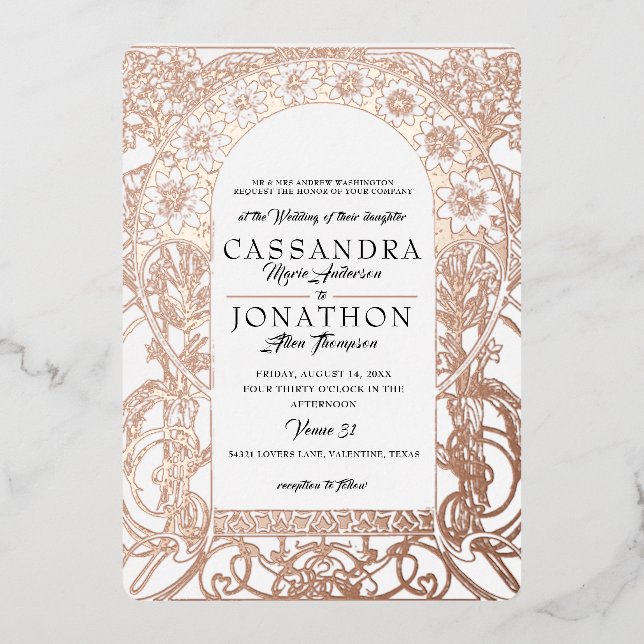 BEST Wedding Invitation: Art Nouveau & Poem  (Front)