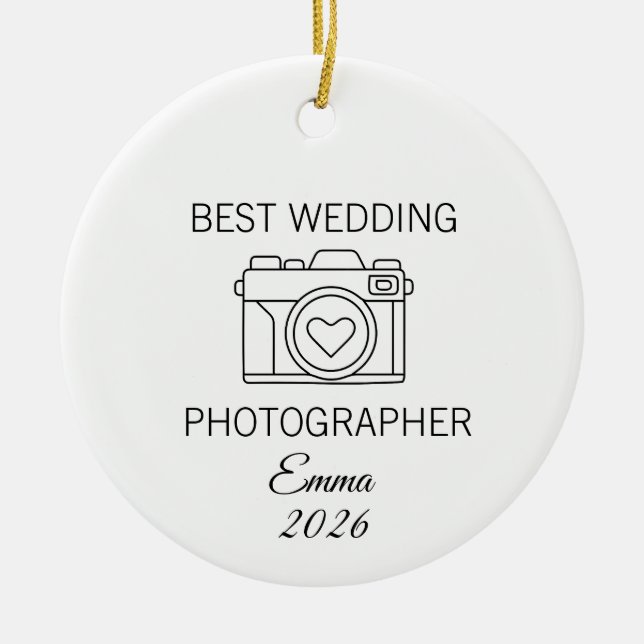 Best Wedding Photographer Keepsake Bridal Shoot  Ceramic Tree Decoration (Front)