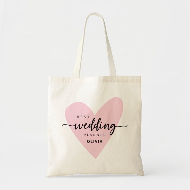 Best Wedding Planner Pink Heart Tote Bag (Front)
