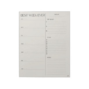 best week planner - SUNDAY START Notepad