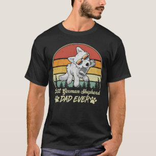 Best White German Shepherd Dad Ever Retro Dog Fath T-Shirt