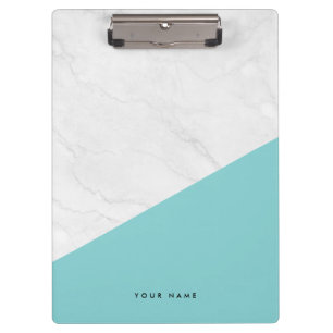 Best White Marble Blue Block Custom Clipboard