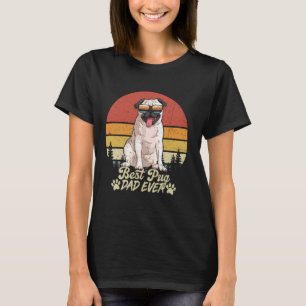 Best White Pug Dad Ever Vintage Retro Dog Fathers T-Shirt