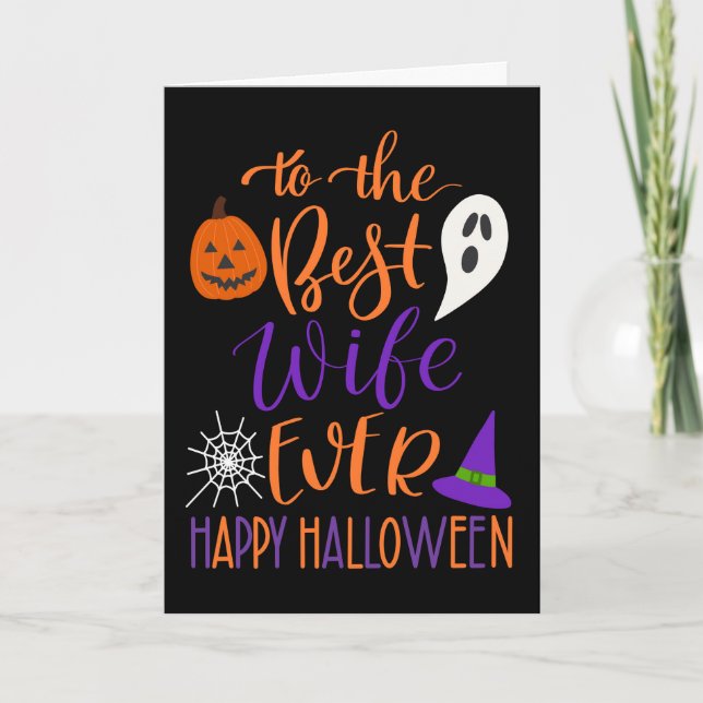 Best Wife Ever Halloween in Orange and Purple Card (Front)