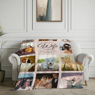Best Wife Ever Modern Chic Instagram Photo Collage Fleece Blanket