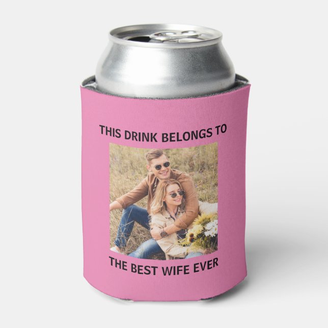 Best  Wife Ever Personalised Photo Pink Can Cooler (Can Front)