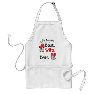 Best Wife Ever Red White Polka Dot Hearts v4B Standard Apron
