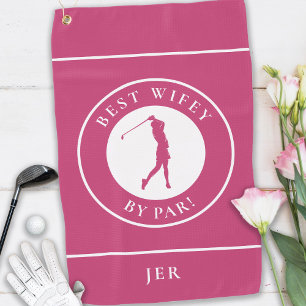 Best Wifey By Par Golfer Wife Monogram Sport Pink Golf Towel