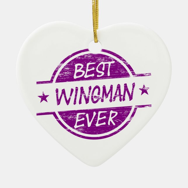 Best Wingman Ever Purple Ceramic Tree Decoration (Front)