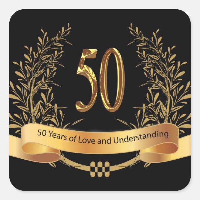 Best Wishe 50th Wedding Anniversary Square Sticker (Front)